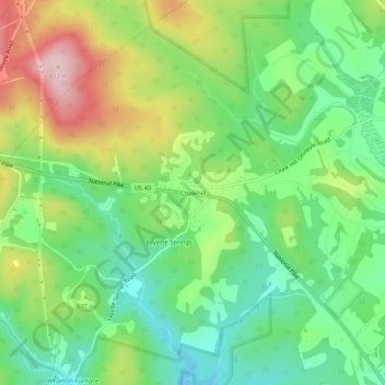 Chalkhill topographic map, elevation, terrain