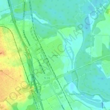 Joppa topographic map, elevation, terrain