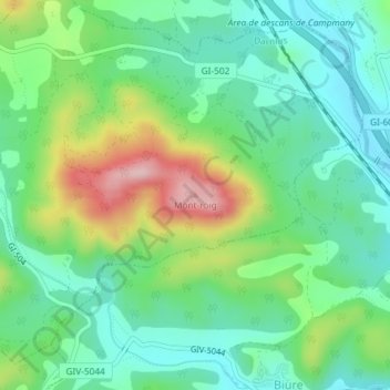 Mont-roig topographic map, elevation, terrain