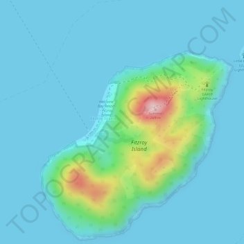 Fitzroy Island topographic map, elevation, terrain