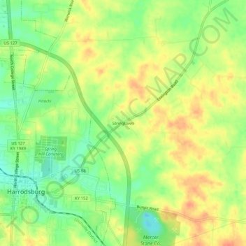 Stringtown topographic map, elevation, terrain