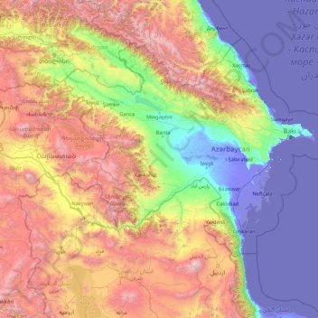 Karabakh topographic map, elevation, terrain