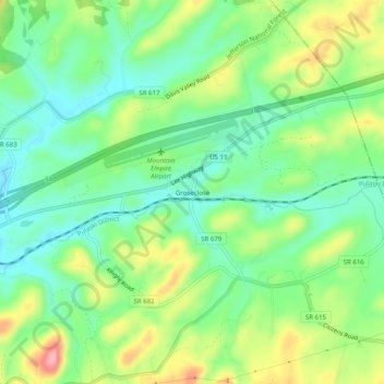 Groseclose topographic map, elevation, terrain
