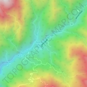 Buo topographic map, elevation, terrain