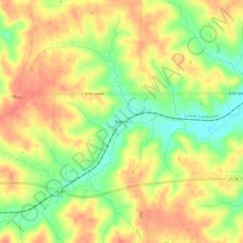 Bidwell topographic map, elevation, terrain