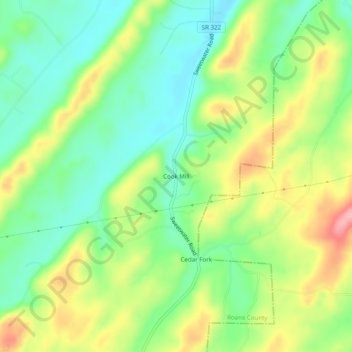 Cook Mill topographic map, elevation, terrain