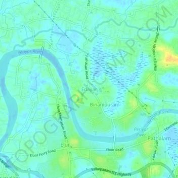Edayar topographic map, elevation, terrain