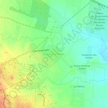 Dulces Nombres topographic map, elevation, terrain