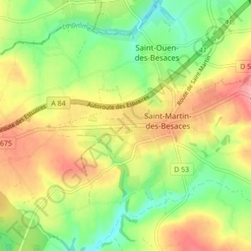 Les Blanches Landes topographic map, elevation, terrain