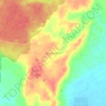 Nguruweni topographic map, elevation, terrain