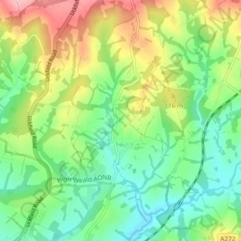 High Hurstwood topographic map, elevation, terrain