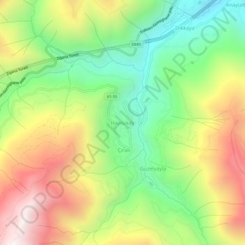 Hamsiköy topographic map, elevation, terrain