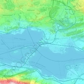 Rapperswil topographic map, elevation, terrain