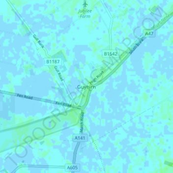 Guyhirn topographic map, elevation, terrain