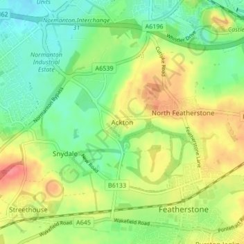 Ackton topographic map, elevation, terrain