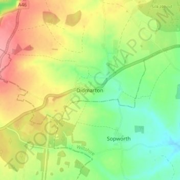 Didmarton topographic map, elevation, terrain