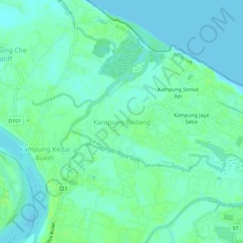 Kampung Badang topographic map, elevation, terrain