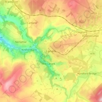 Lanark topographic map, elevation, terrain