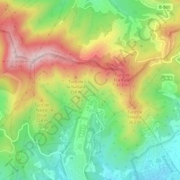 Mina de Can Ruti topographic map, elevation, terrain