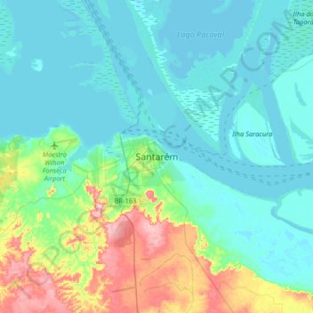 Santarém topographic map, elevation, terrain