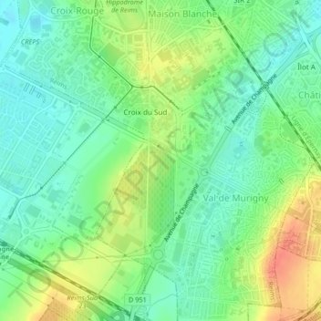Murigny topographic map, elevation, terrain