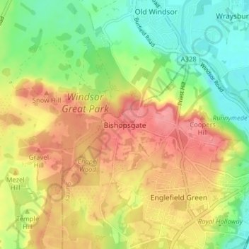 Bishopsgate topographic map, elevation, terrain