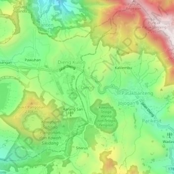 Dieng topographic map, elevation, terrain