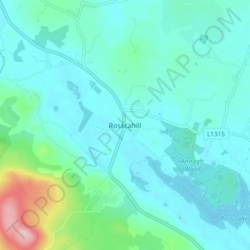 Rosscahill topographic map, elevation, terrain