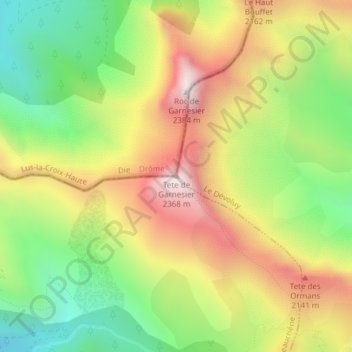 Tete de Garnesier topographic map, elevation, terrain