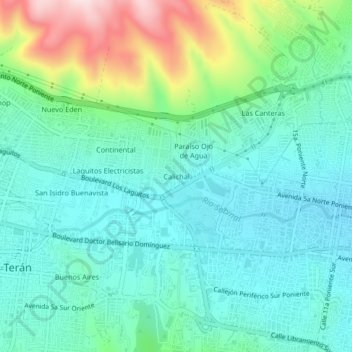 Calichal topographic map, elevation, terrain