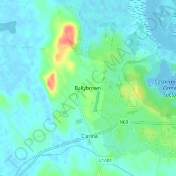 Ballybrown topographic map, elevation, terrain