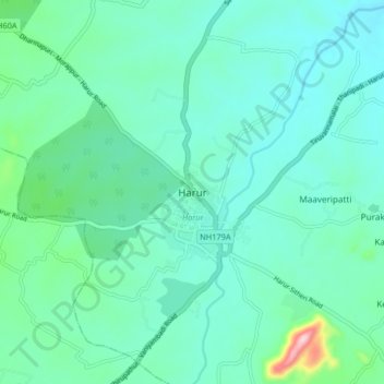 Harur topographic map, elevation, terrain