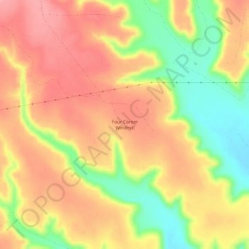 Four Corner Windmill topographic map, elevation, terrain
