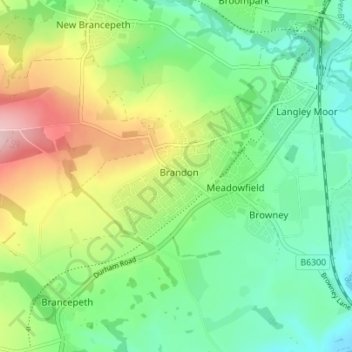 Brandon topographic map, elevation, terrain