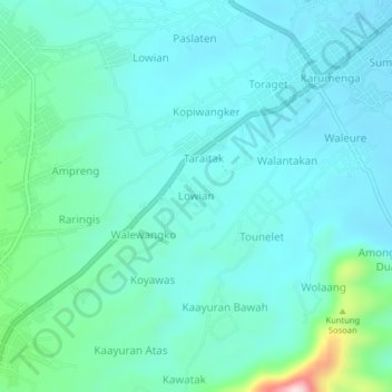 Lowian topographic map, elevation, terrain