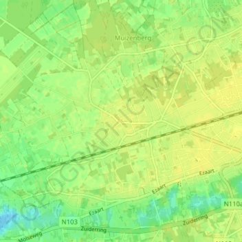 Millegem topographic map, elevation, terrain