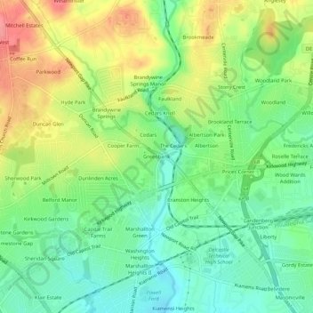Greenbank topographic map, elevation, terrain