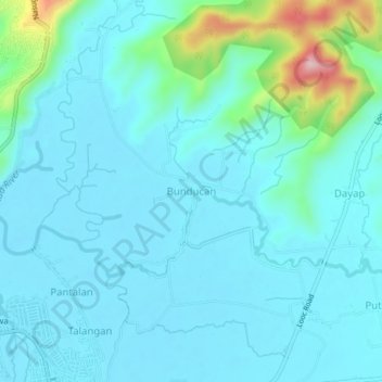 Bunducan topographic map, elevation, terrain