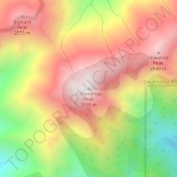 Cucamonga Peak topographic map, elevation, terrain