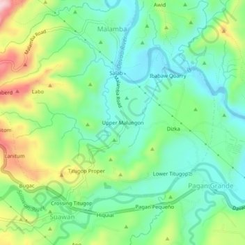 Upper Malungon topographic map, elevation, terrain