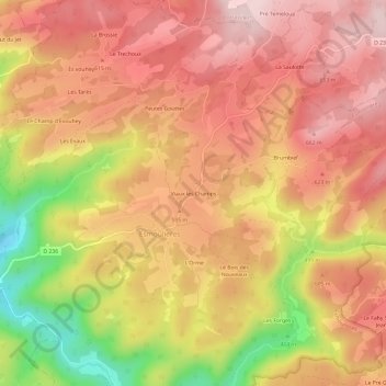 Viaux les Champs topographic map, elevation, terrain
