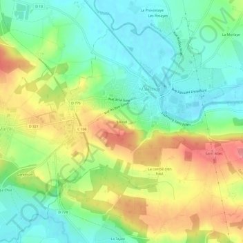 Brunel topographic map, elevation, terrain