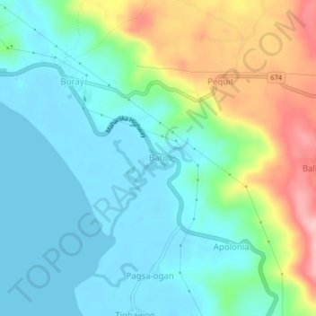 Bato topographic map, elevation, terrain