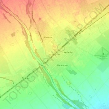 Ashburton topographic map, elevation, terrain