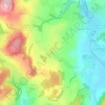 Arzy topographic map, elevation, terrain