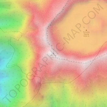 Mount Raung topographic map, elevation, terrain