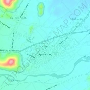 San Nicolas North topographic map, elevation, terrain