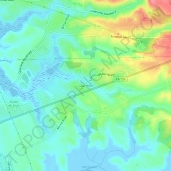 Oak Hills topographic map, elevation, terrain