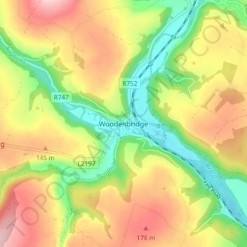 Woodenbridge topographic map, elevation, terrain