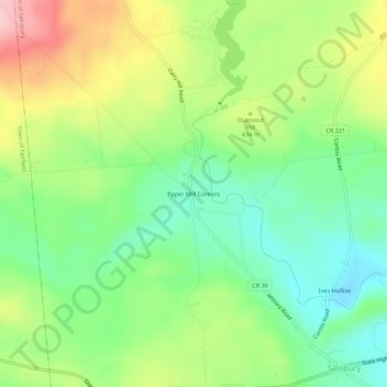Paper Mill Corners topographic map, elevation, terrain